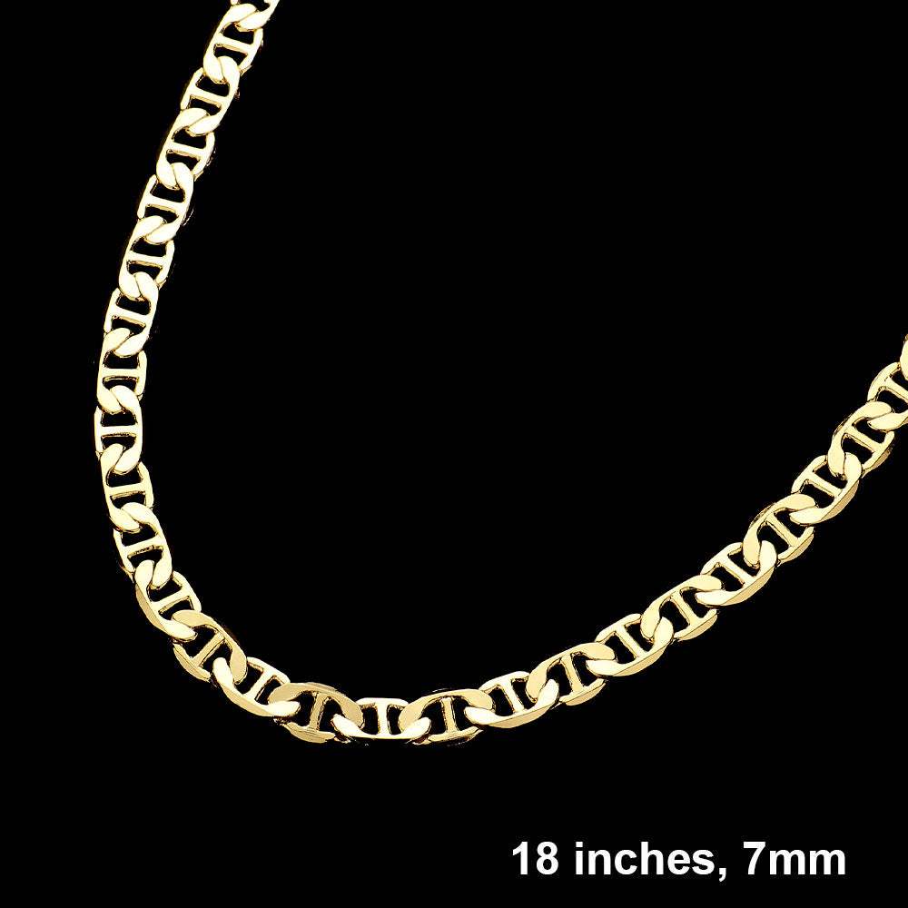 Gold Plated 18 Inch 7mm Mariner Metal Chain Necklace - Madeline Love - Flyclothing LLC
