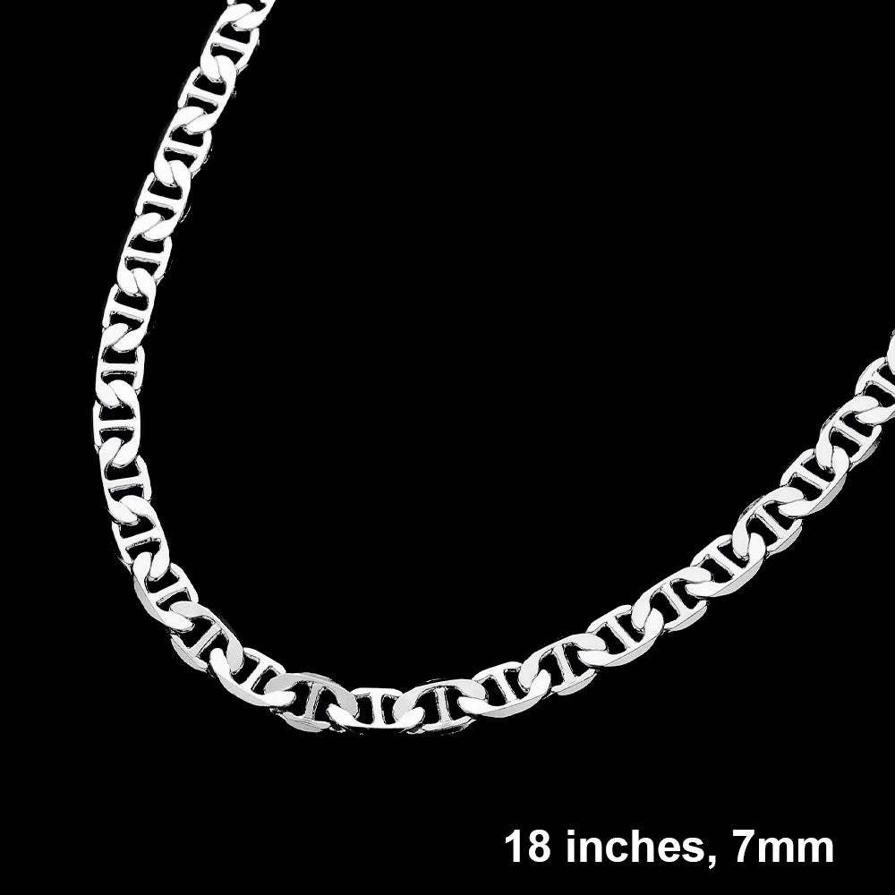 Silver Plated 18 Inch 7mm Mariner Metal Chain Necklace - Madeline Love - Flyclothing LLC