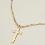 TRUST Engraved Cross Pendant Twisted Multi Metal Chain Necklace - Madeline Love - Flyclothing LLC