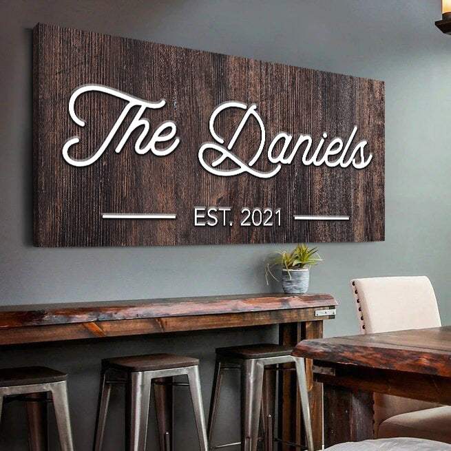 Wooden Family Name Sign - Tailored Canvases - Flyclothing LLC