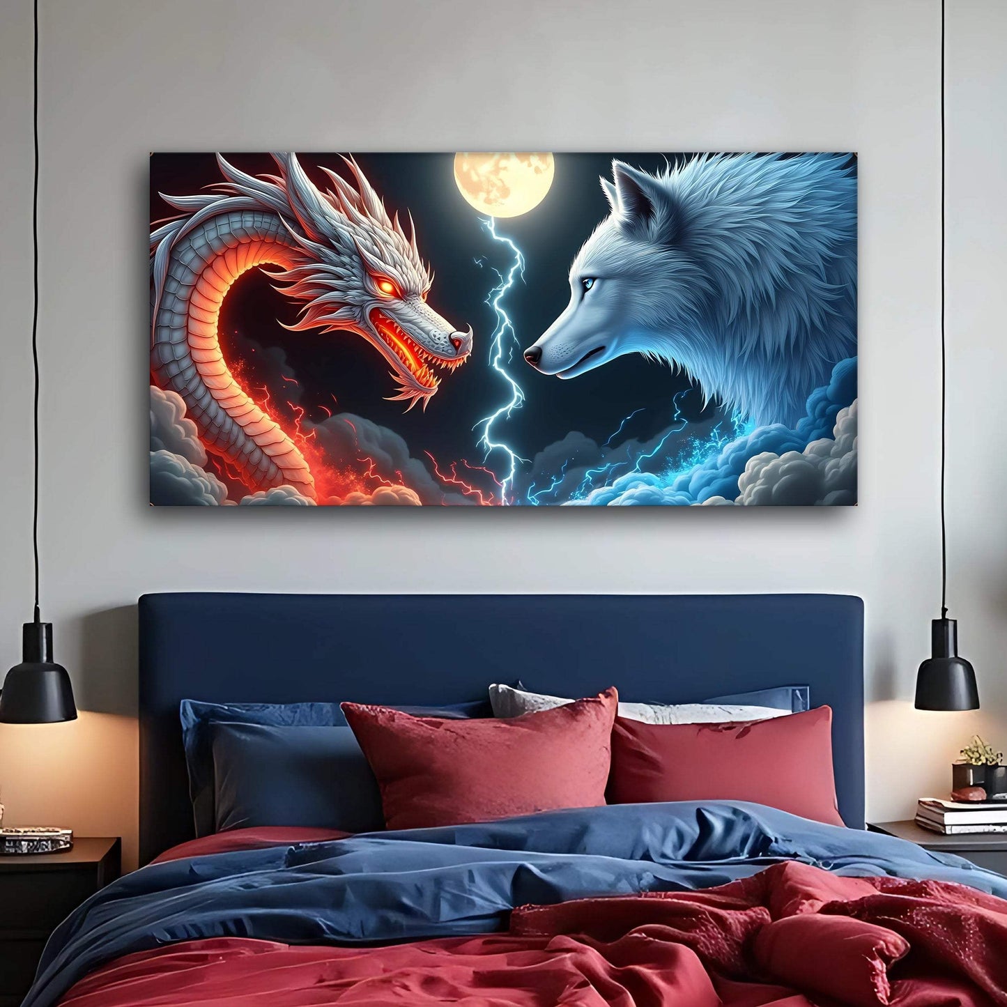 3D Dragon and Wolf Wall Art III - Tailored Canvases - Flyclothing LLC