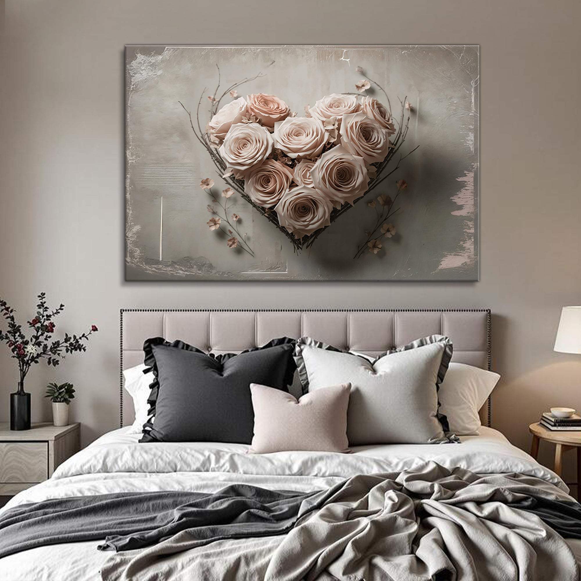 Floral Heart Wall Art - Tailored Canvases - Flyclothing LLC