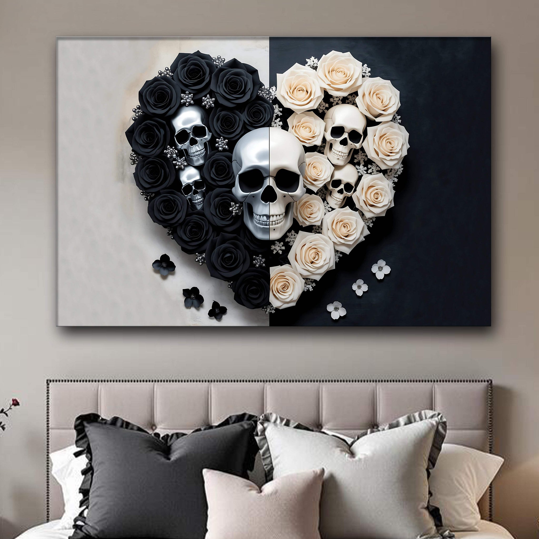Skull and Flowers Wall Art XIII - Tailored Canvases - Flyclothing LLC