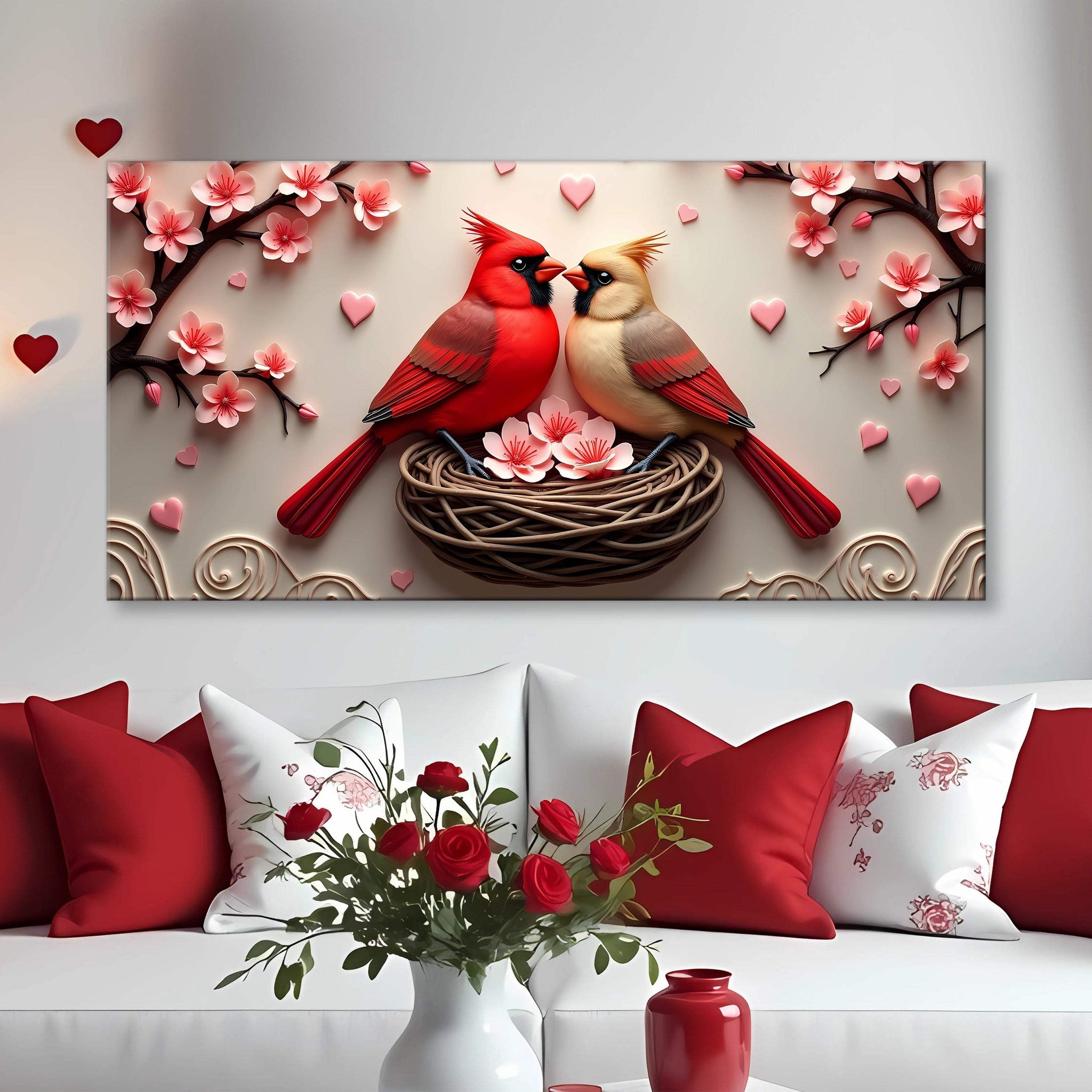 3D Cardinals Wall Art VI - Tailored Canvases - Flyclothing LLC
