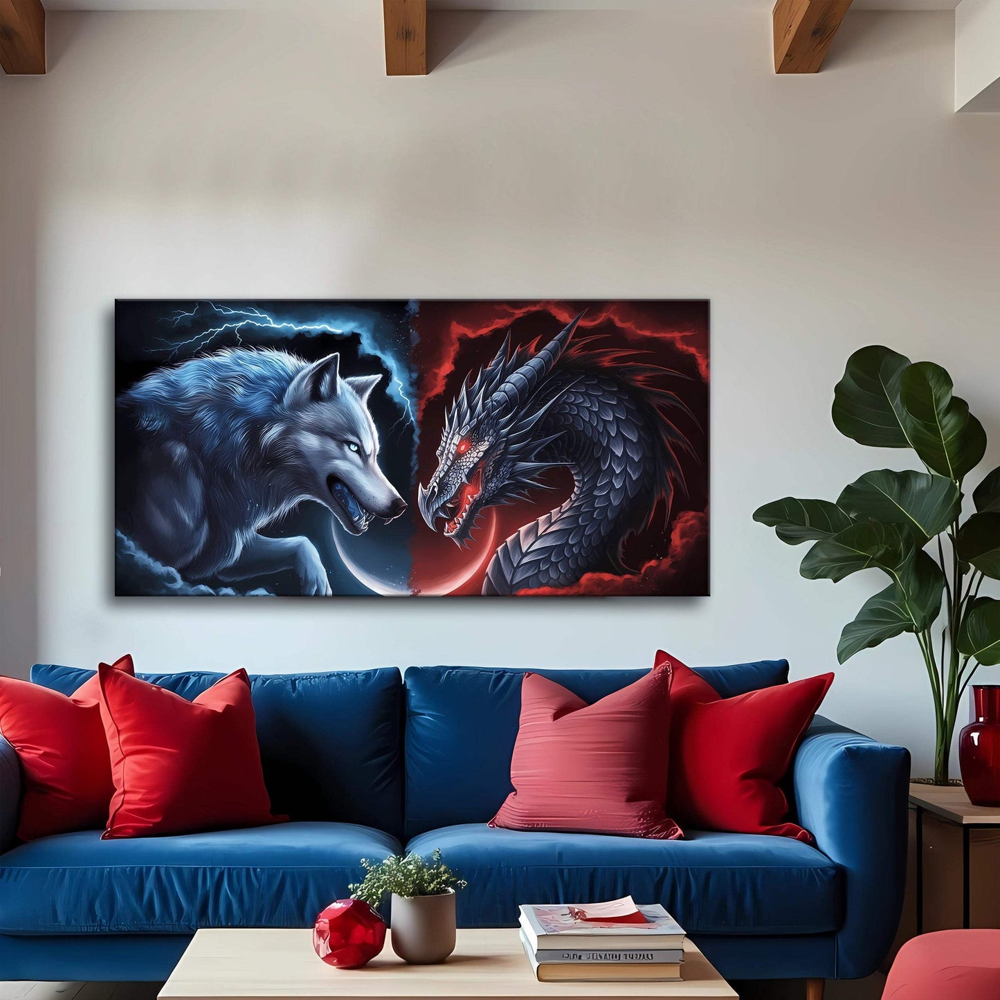 3D Dragon and Wolf Wall Art - Tailored Canvases - Flyclothing LLC