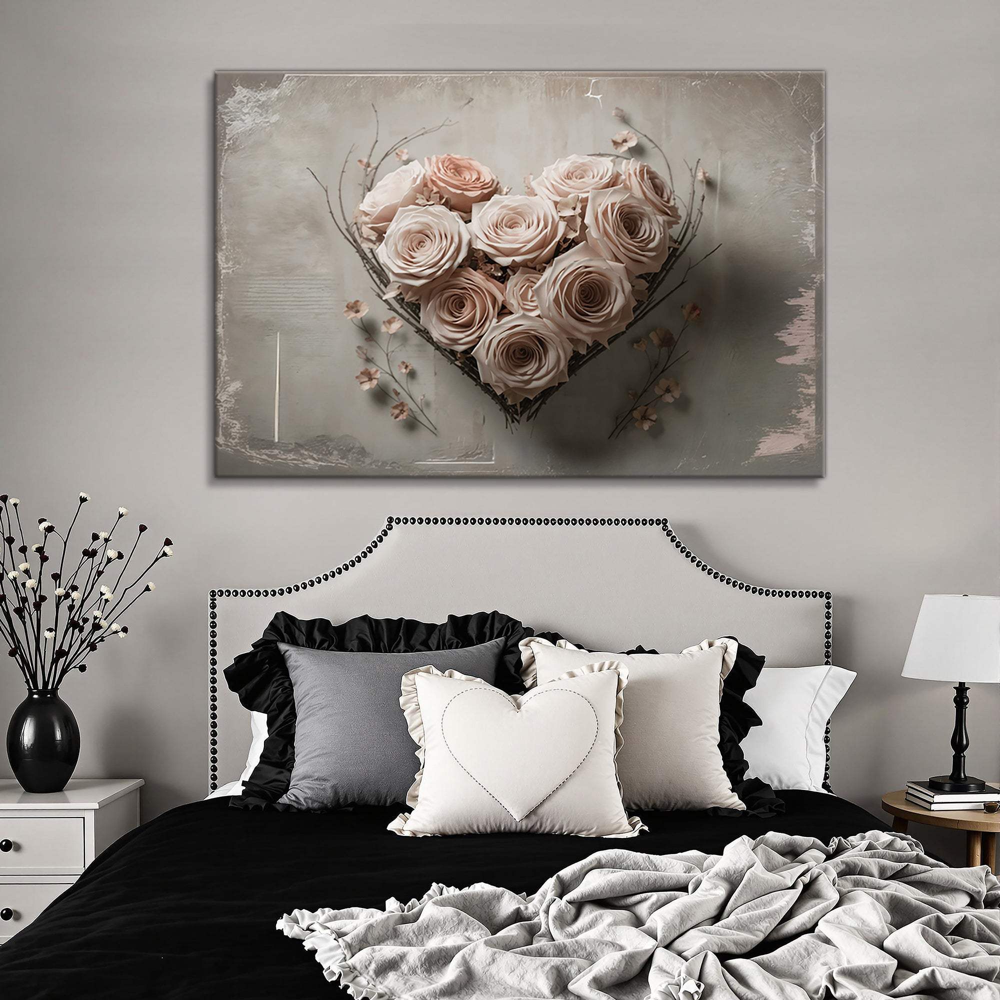 Floral Heart Wall Art - Tailored Canvases - Flyclothing LLC