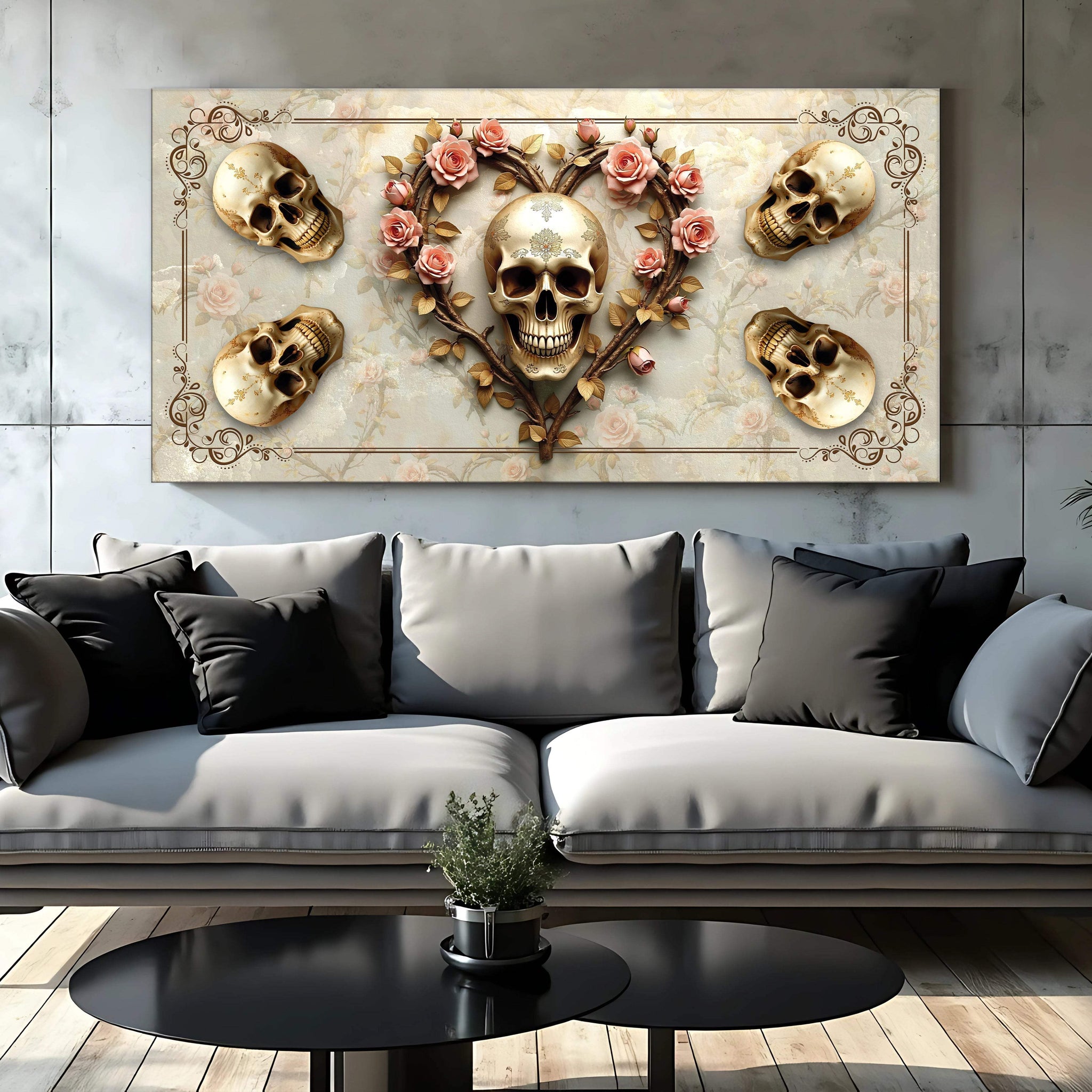 3D Vintage Skull Wall Art - Tailored Canvases - Flyclothing LLC