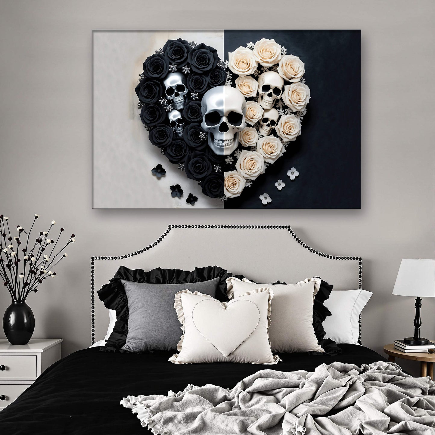 Skull and Flowers Wall Art XIII - Tailored Canvases - Flyclothing LLC