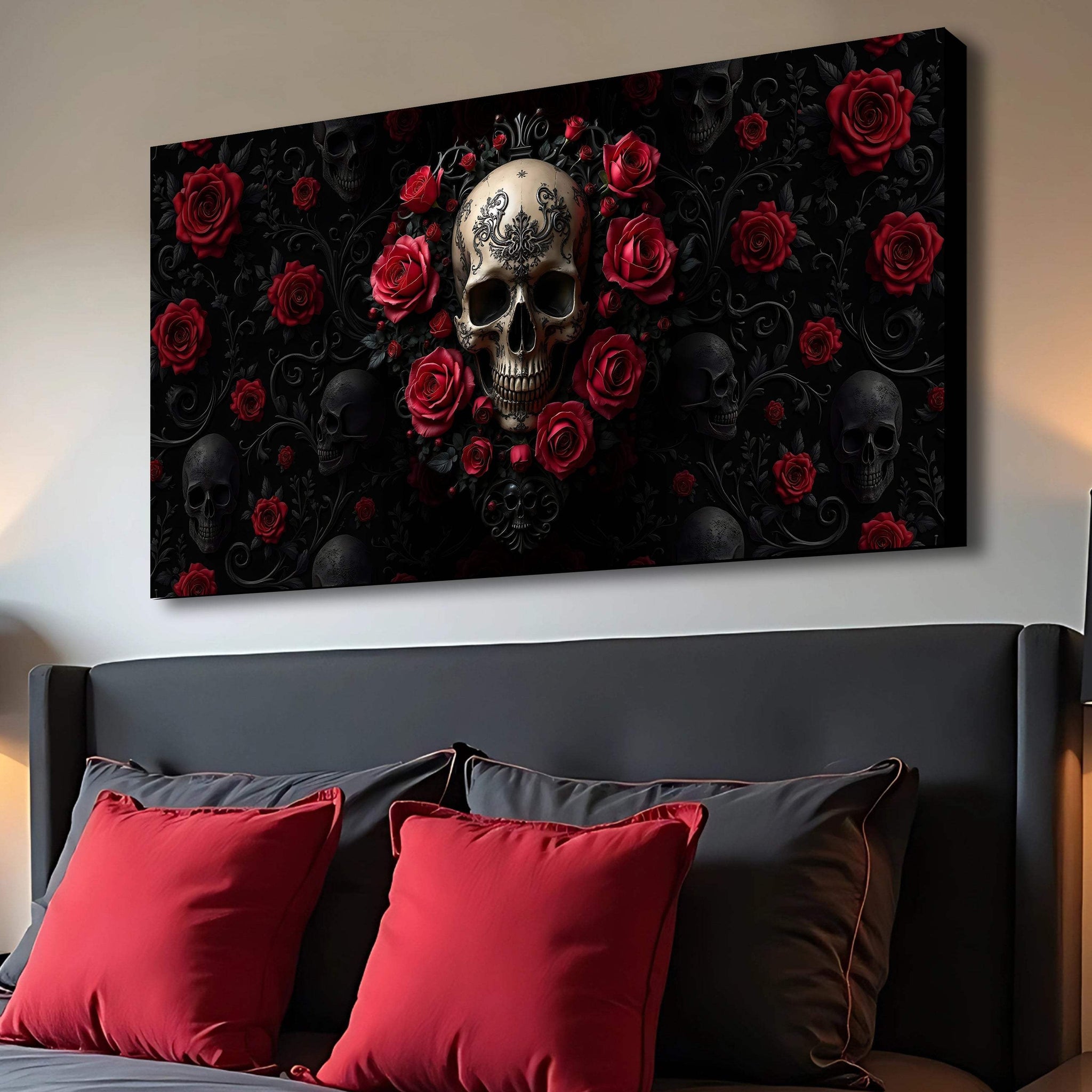 3D Rose and Skull Wall Art III - Tailored Canvases - Flyclothing LLC