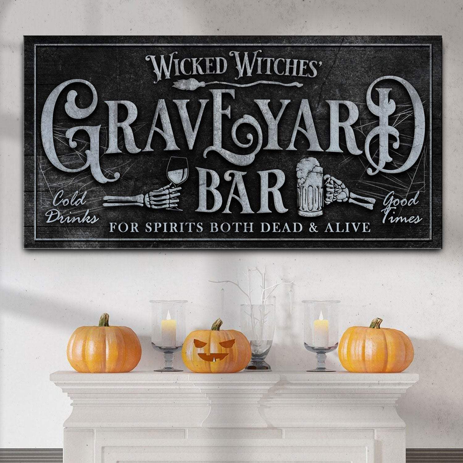 Wicked Witches' Graveyard Bar Halloween Sign II - Tailored Canvases - Flyclothing LLC