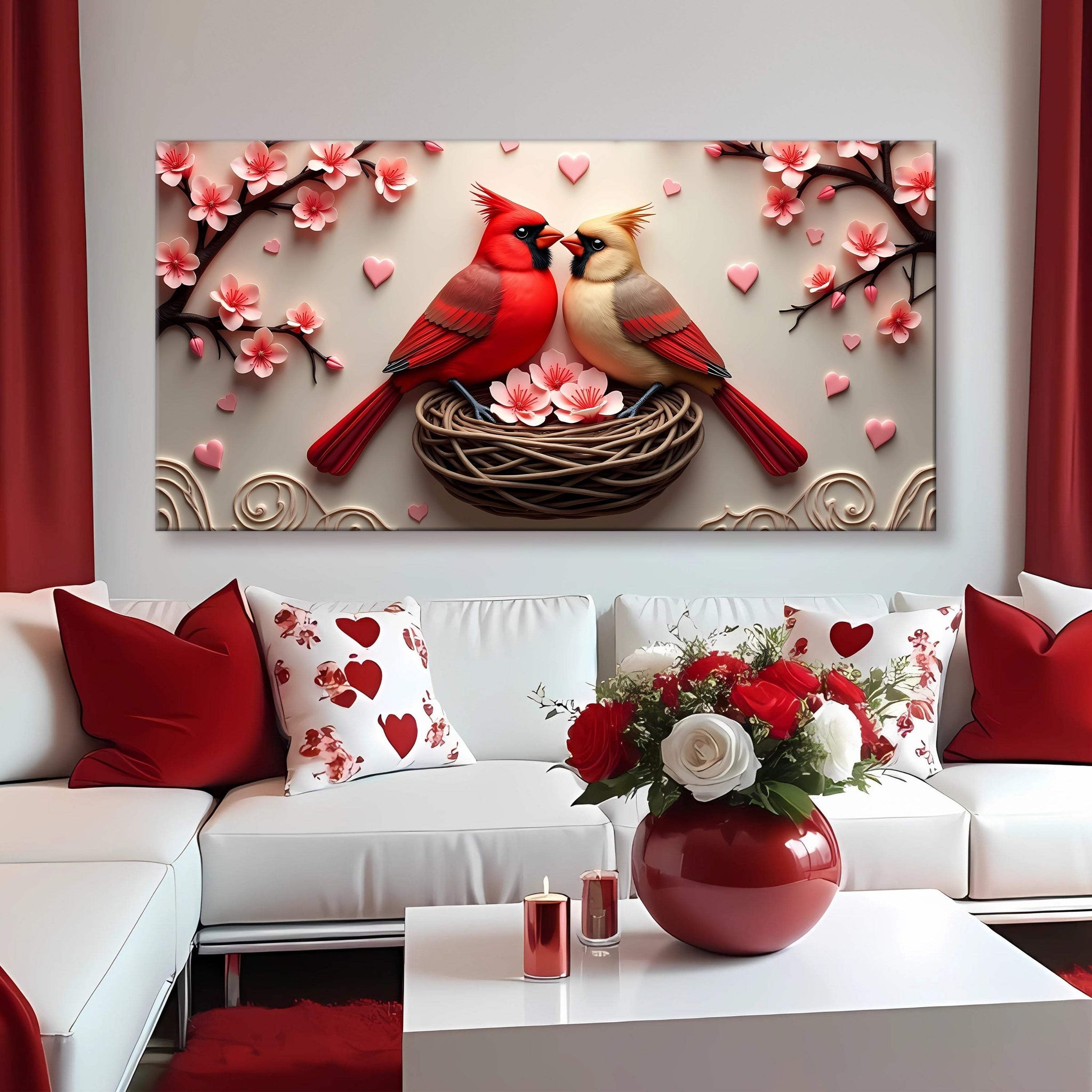 3D Cardinals Wall Art VI - Tailored Canvases - Flyclothing LLC