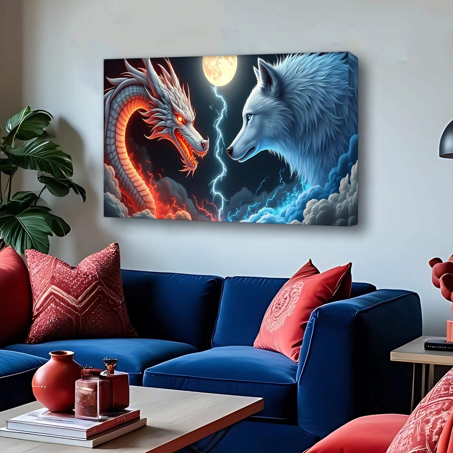 3D Dragon and Wolf Wall Art III - Tailored Canvases - Flyclothing LLC