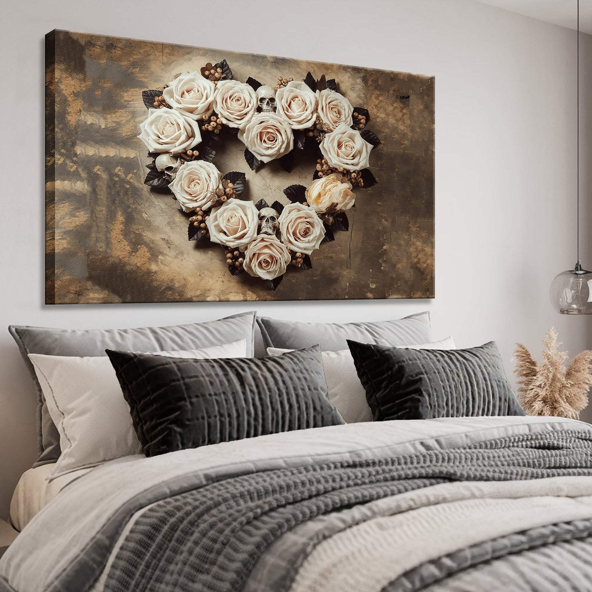 Skull and Flowers Wall Art V - Tailored Canvases - Flyclothing LLC