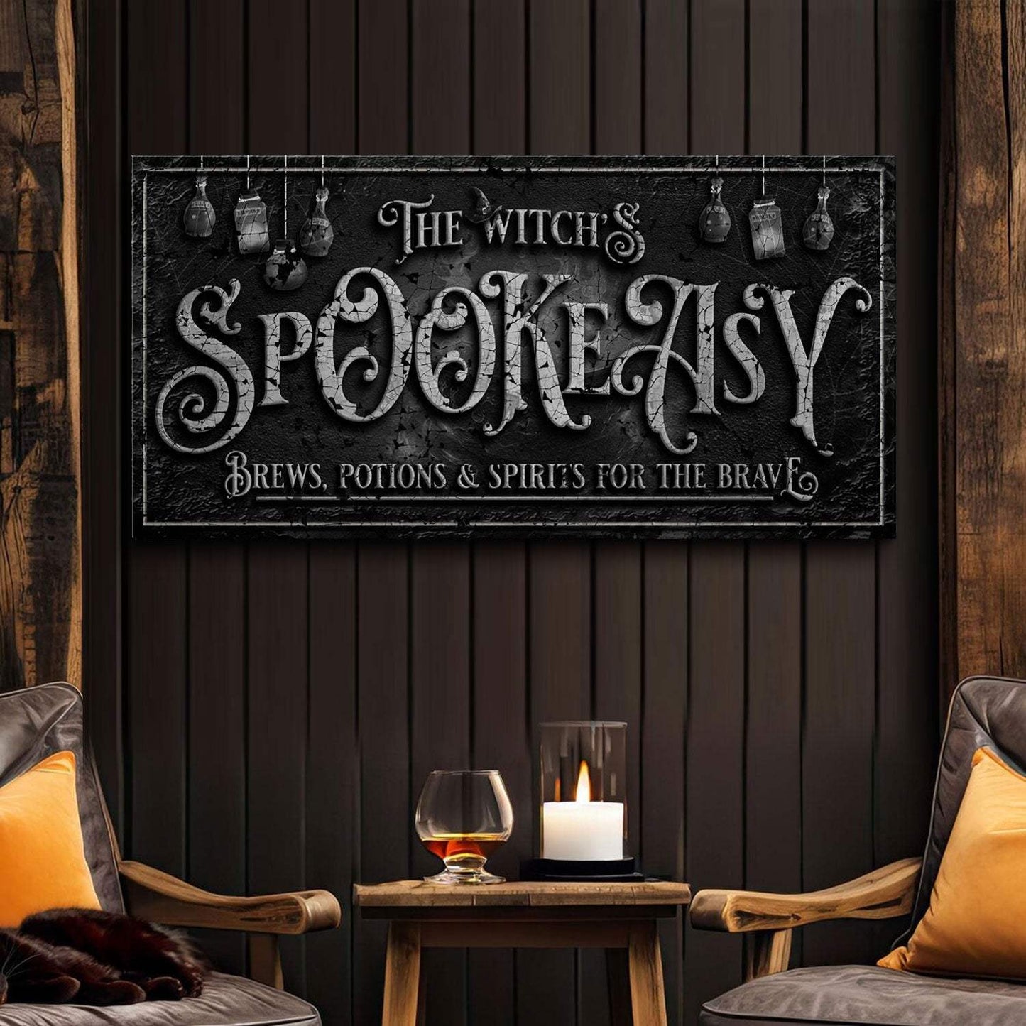 The Witch's Speakeasy Bar Halloween Sign - Tailored Canvases - Flyclothing LLC