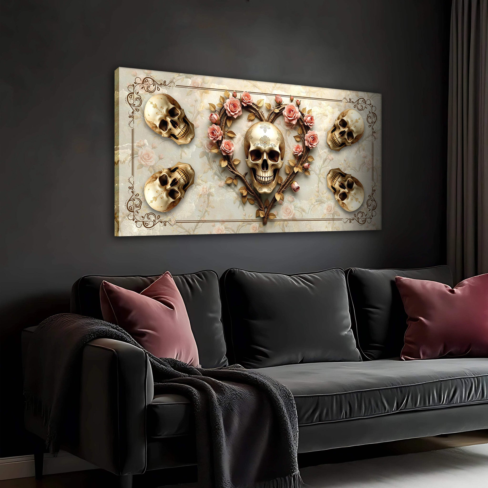 3D Vintage Skull Wall Art - Tailored Canvases - Flyclothing LLC