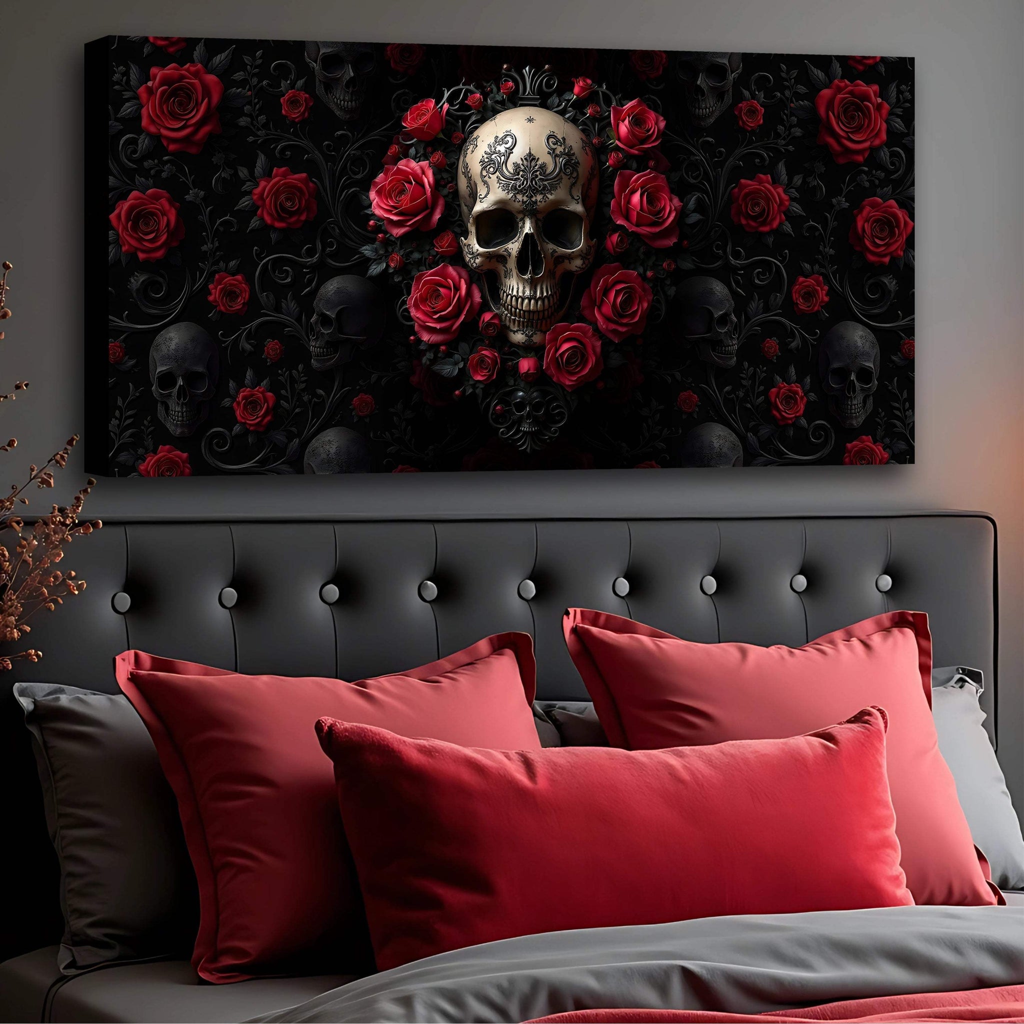 3D Rose and Skull Wall Art III - Tailored Canvases - Flyclothing LLC