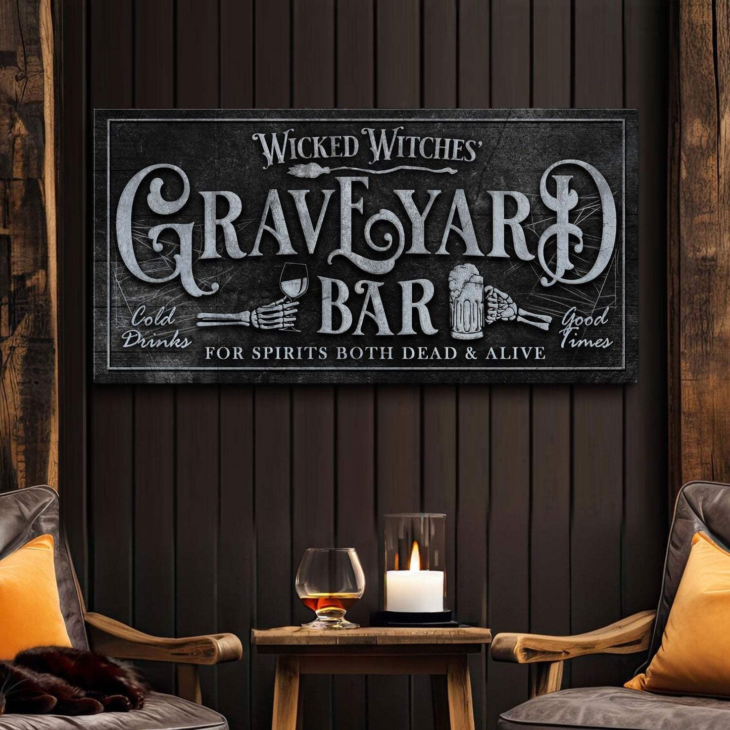 Wicked Witches' Graveyard Bar Halloween Sign II - Tailored Canvases - Flyclothing LLC