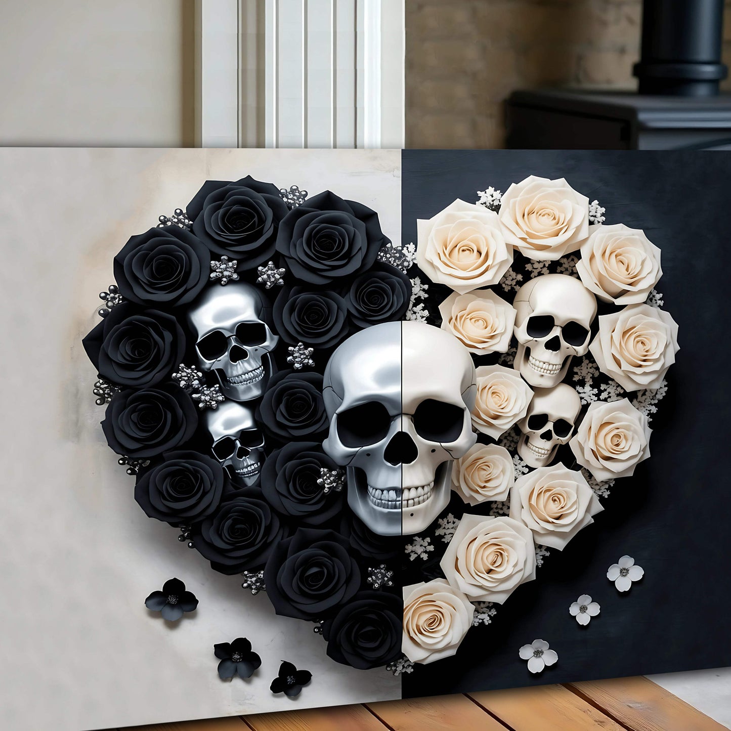 Skull and Flowers Wall Art XIII - Tailored Canvases - Flyclothing LLC