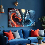 3D Dragon and Wolf Wall Art III - Tailored Canvases - Flyclothing LLC