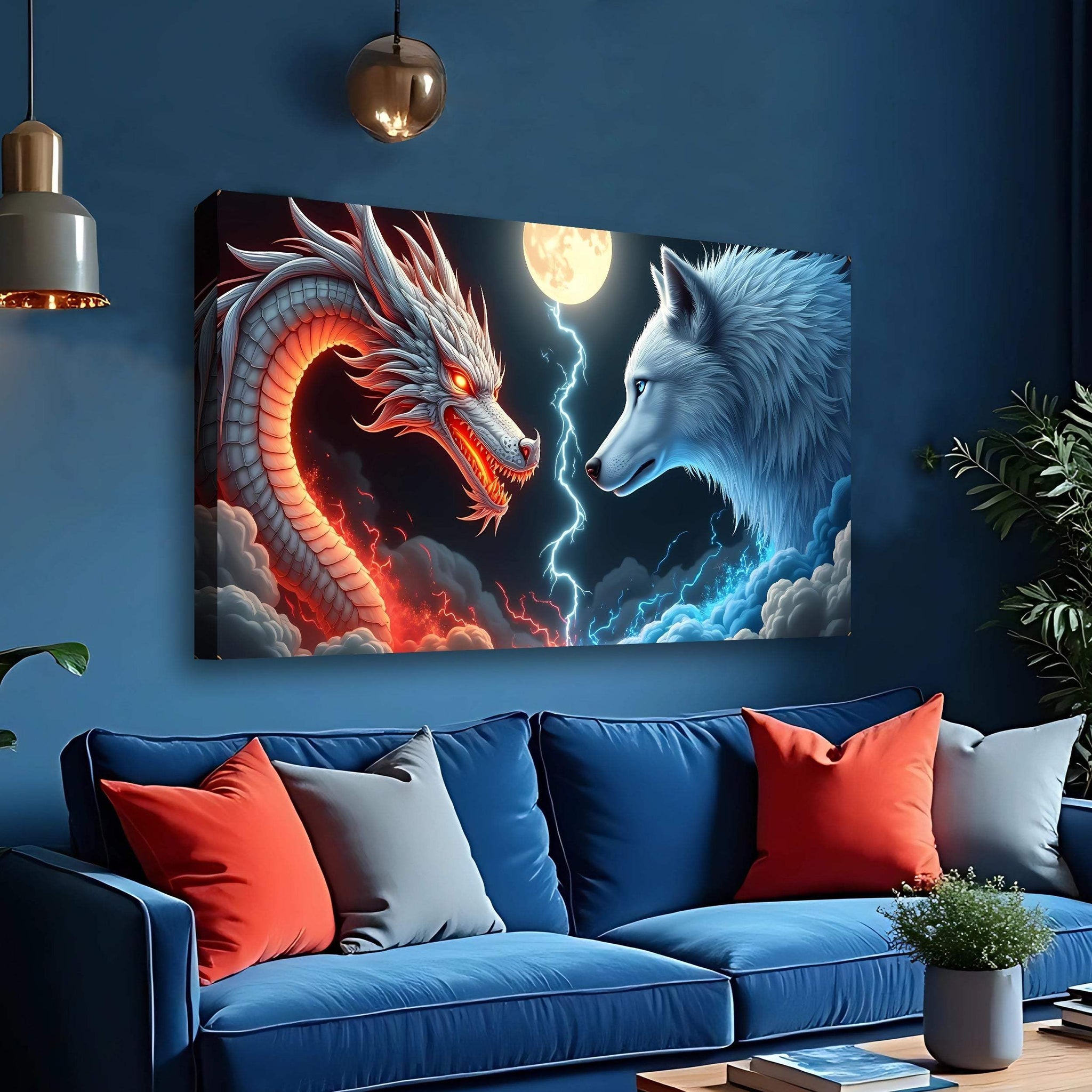 3D Dragon and Wolf Wall Art III - Tailored Canvases - Flyclothing LLC
