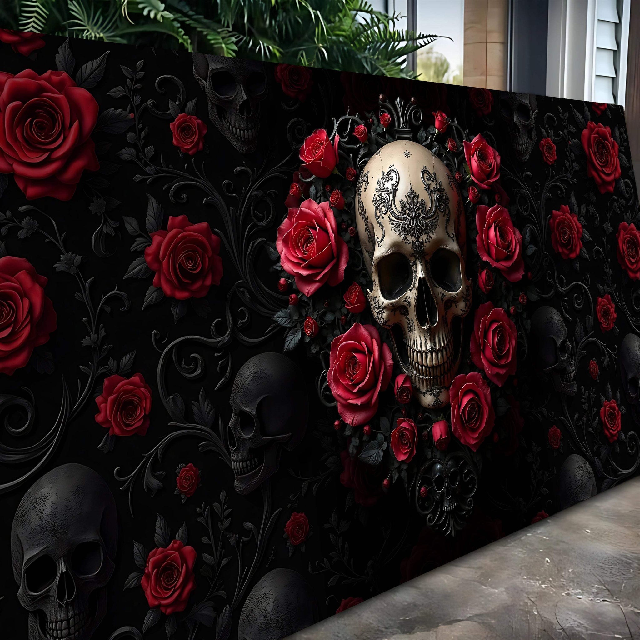 3D Rose and Skull Wall Art III - Tailored Canvases - Flyclothing LLC