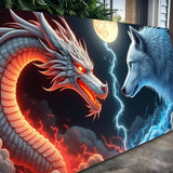 3D Dragon and Wolf Wall Art III - Tailored Canvases - Flyclothing LLC
