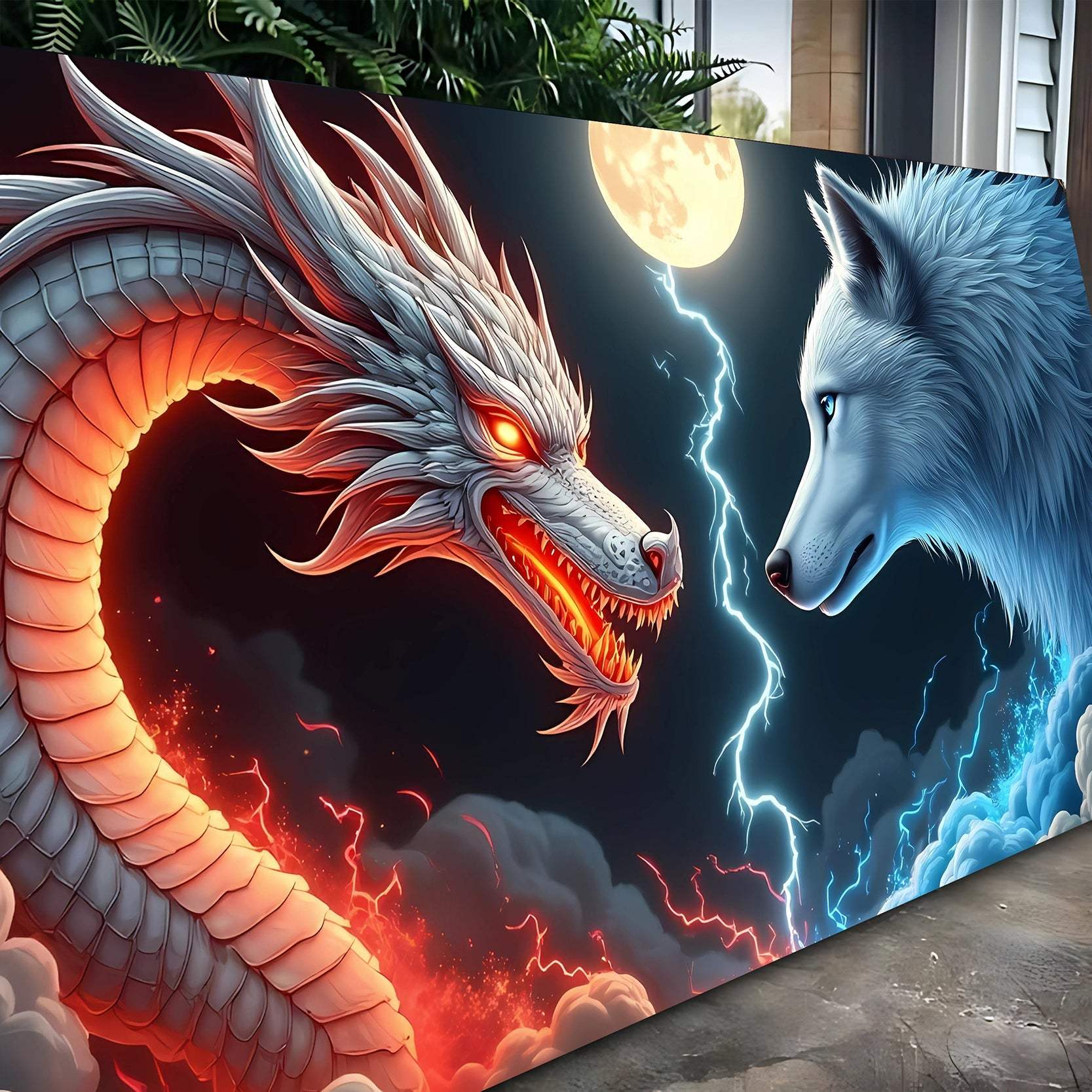 3D Dragon and Wolf Wall Art III - Tailored Canvases - Flyclothing LLC