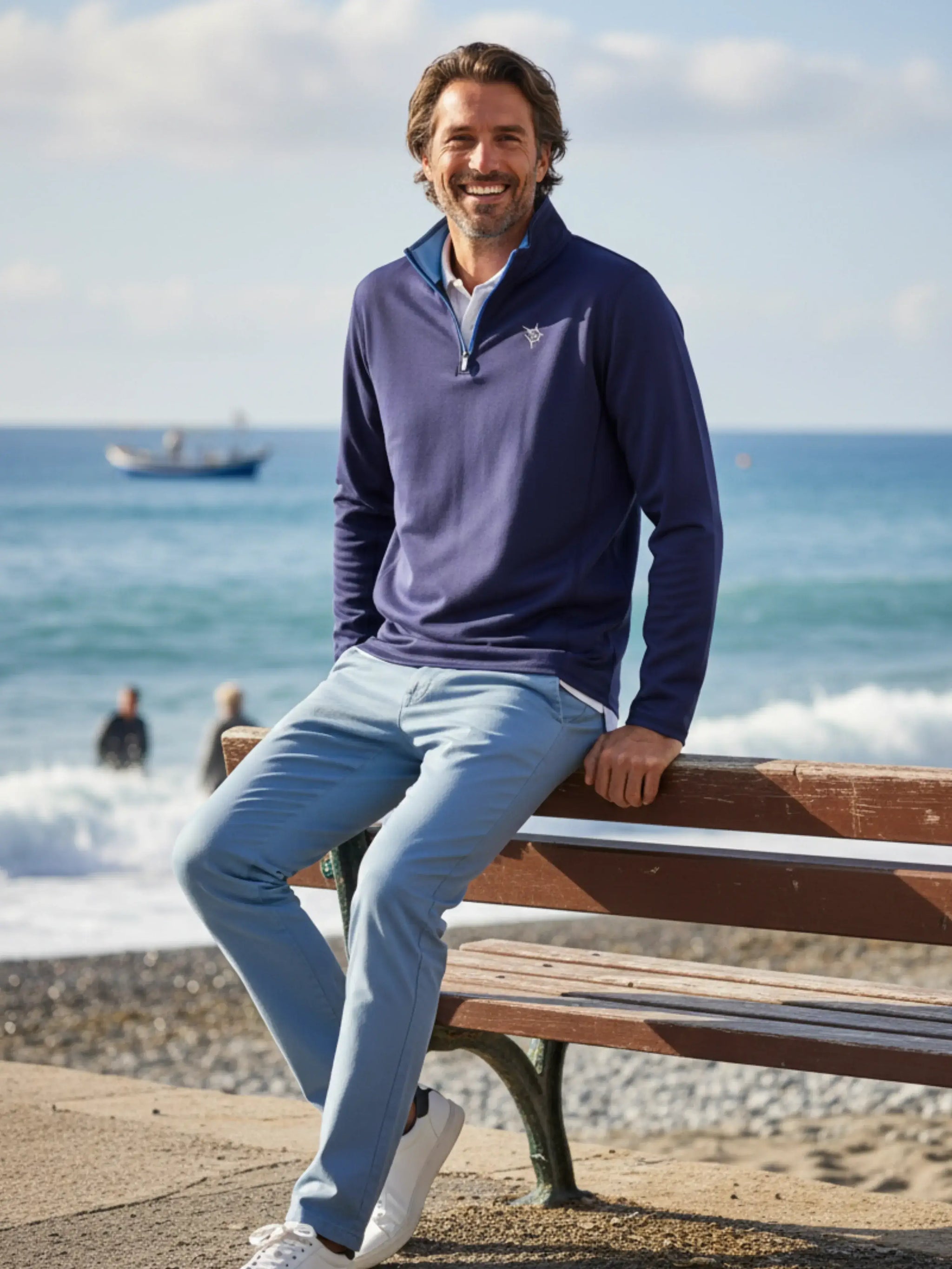 Montauk Quarter Zip Midweight Comfort - White Water Life - Flyclothing LLC
