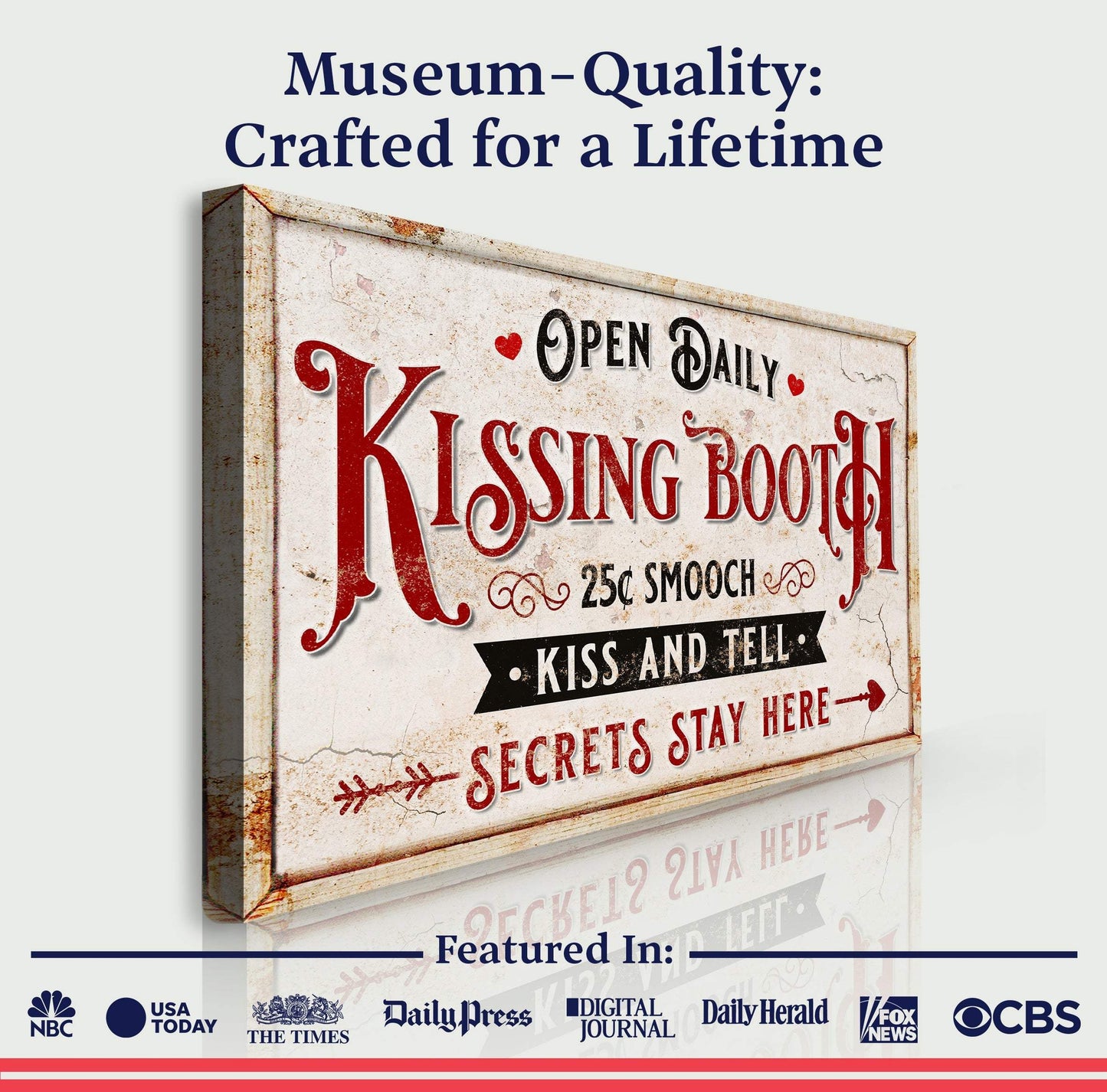 Vintage Rustic Kissing Booth Sign IV - Tailored Canvases - Flyclothing LLC