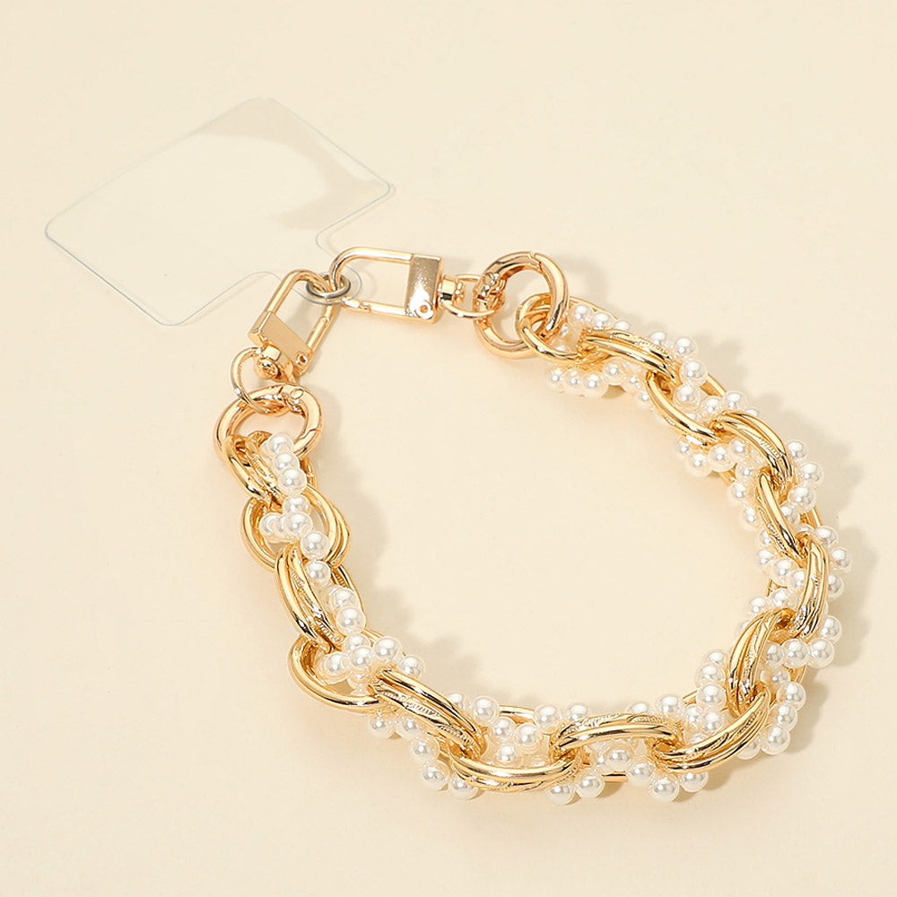 Pearl Chain Phone Holder Bracelet Wristlet Strap