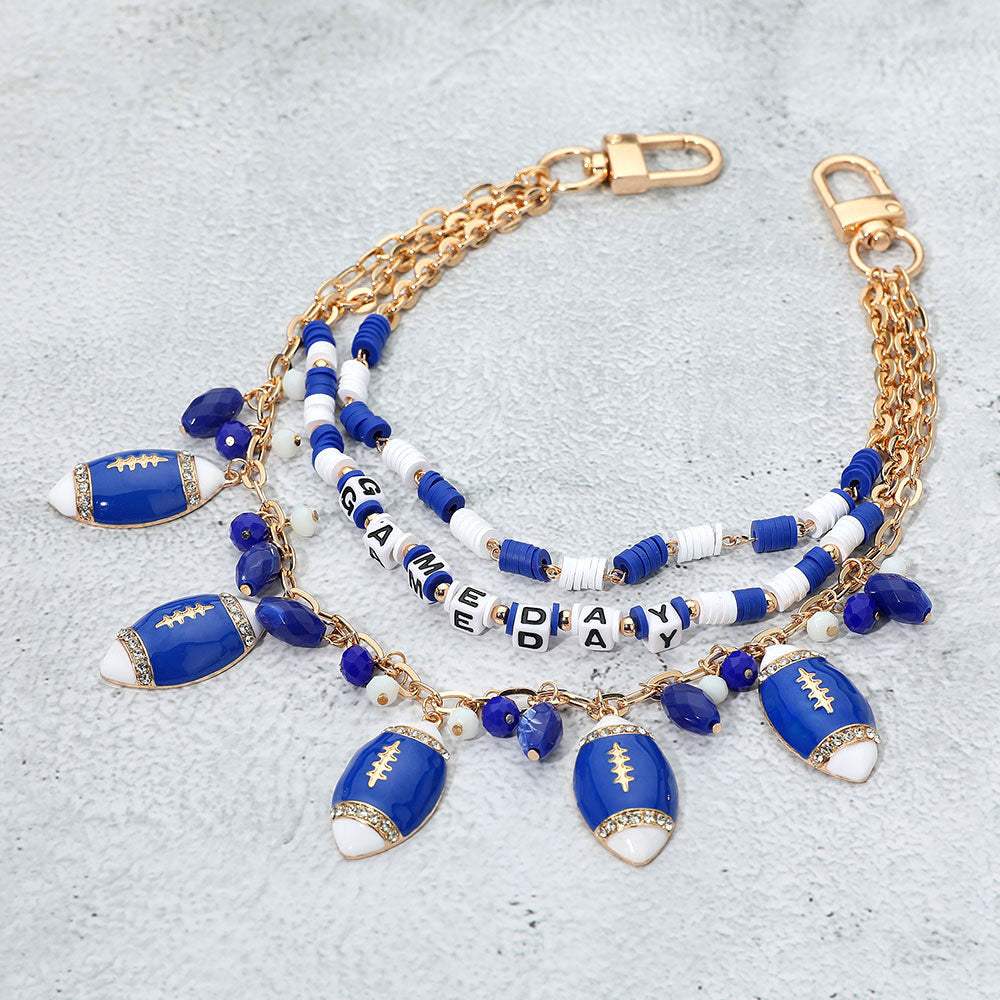 Football Charm Embellished GAME DAY Heishi Beaded Layered Bag Charm - Madeline Love - Flyclothing LLC