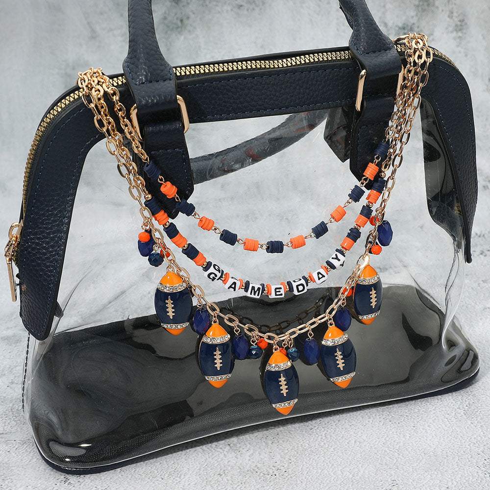 Football Charm Embellished GAME DAY Heishi Beaded Layered Bag Charm - Madeline Love - Flyclothing LLC