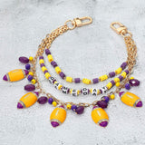 Football Charm Embellished GAME DAY Heishi Beaded Layered Bag Charm - Madeline Love - Flyclothing LLC