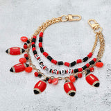Football Charm Embellished GAME DAY Heishi Beaded Layered Bag Charm - Madeline Love - Flyclothing LLC