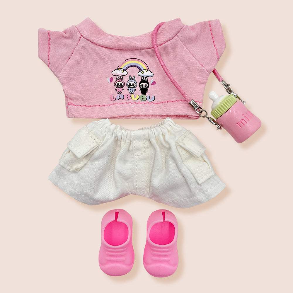 Mini Doll Cartoon Print Top Jeans Shoes Bag Outfit Set - Madeline Love - Flyclothing LLC