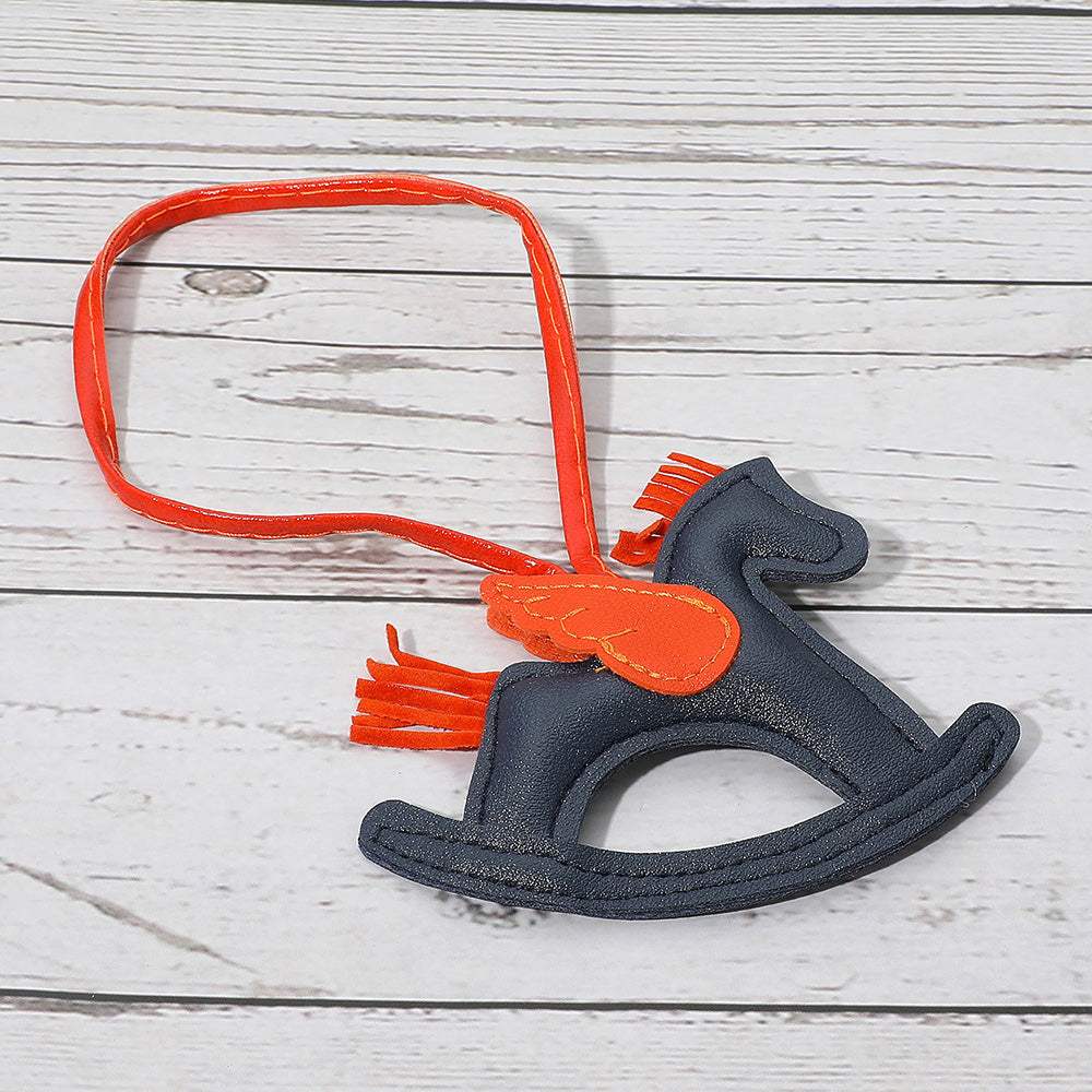 Faux Leather Winged Rocking Horse Bag Charm - Madeline Love - Flyclothing LLC
