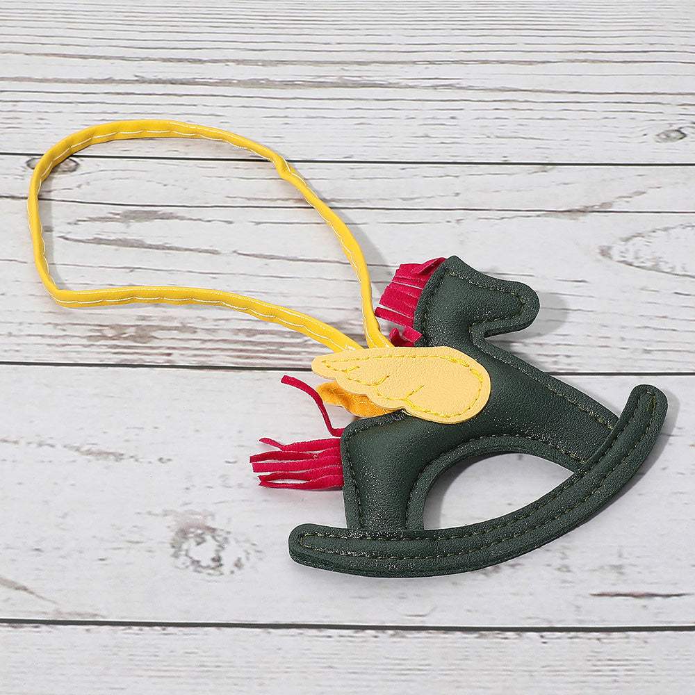 Faux Leather Winged Rocking Horse Bag Charm - Madeline Love - Flyclothing LLC