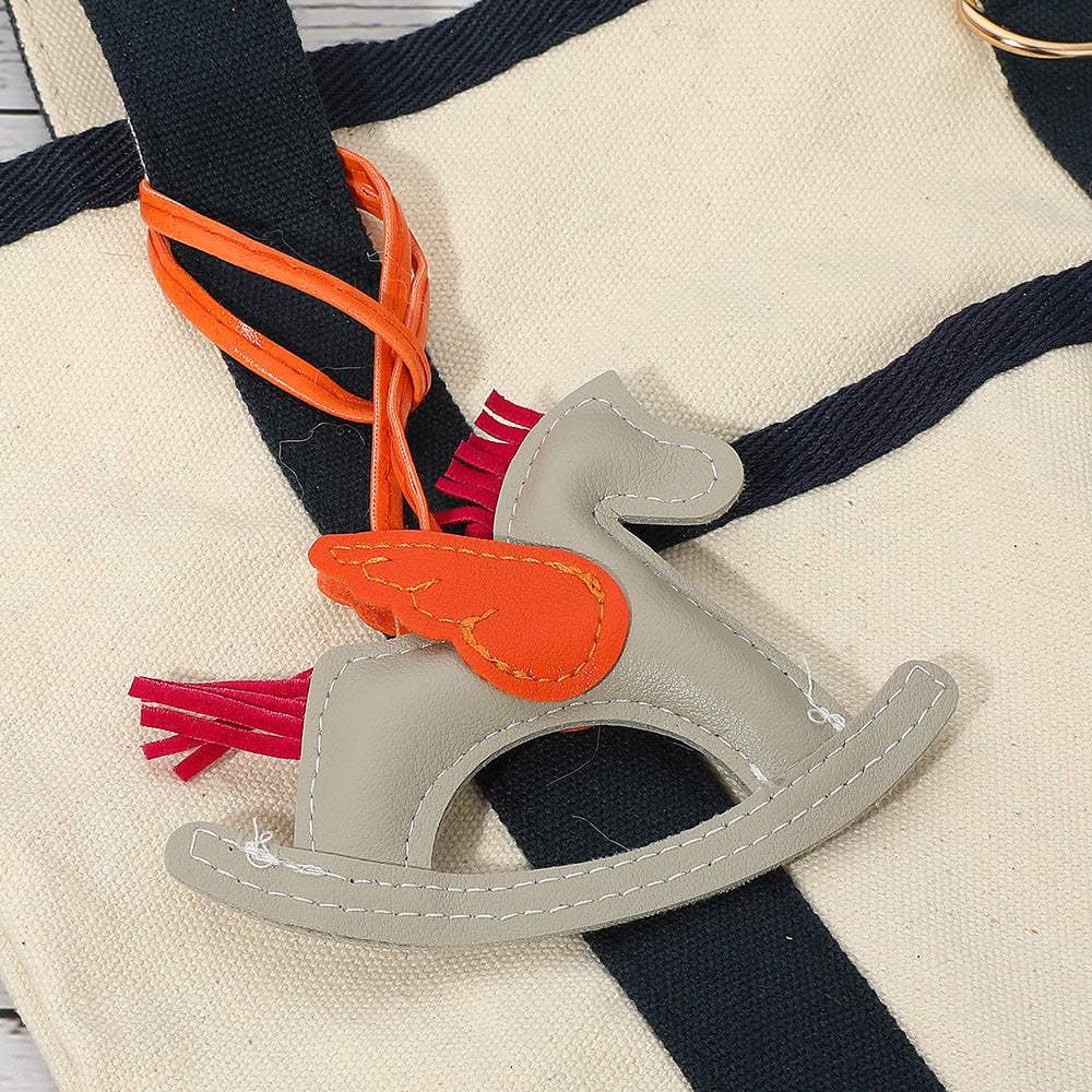 Faux Leather Winged Rocking Horse Bag Charm - Madeline Love - Flyclothing LLC