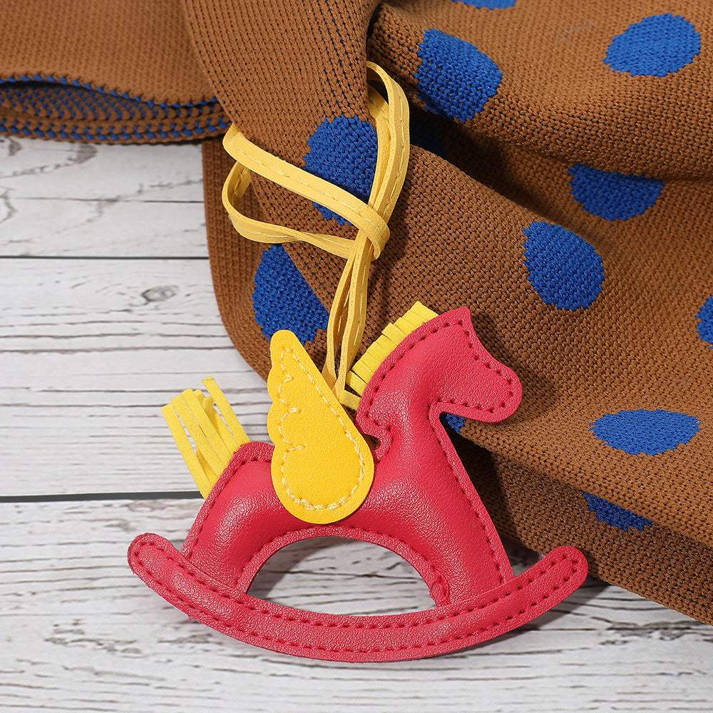 Faux Leather Winged Rocking Horse Bag Charm - Madeline Love - Flyclothing LLC