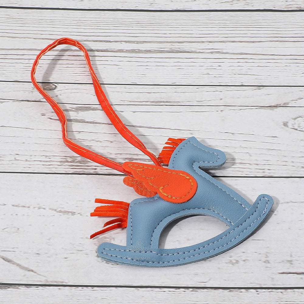 Faux Leather Winged Rocking Horse Bag Charm - Madeline Love - Flyclothing LLC