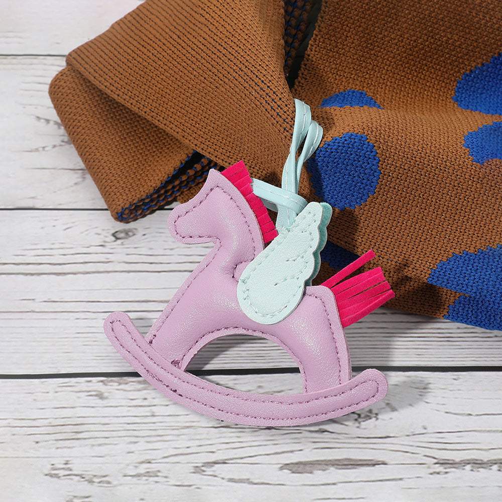 Faux Leather Winged Rocking Horse Bag Charm - Madeline Love - Flyclothing LLC
