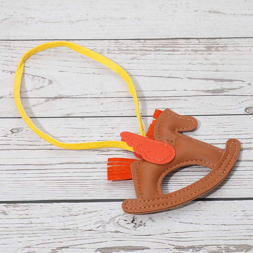Faux Leather Winged Rocking Horse Bag Charm - Madeline Love - Flyclothing LLC