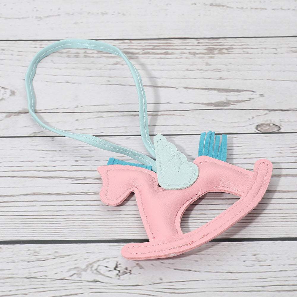 Faux Leather Winged Rocking Horse Bag Charm - Madeline Love - Flyclothing LLC