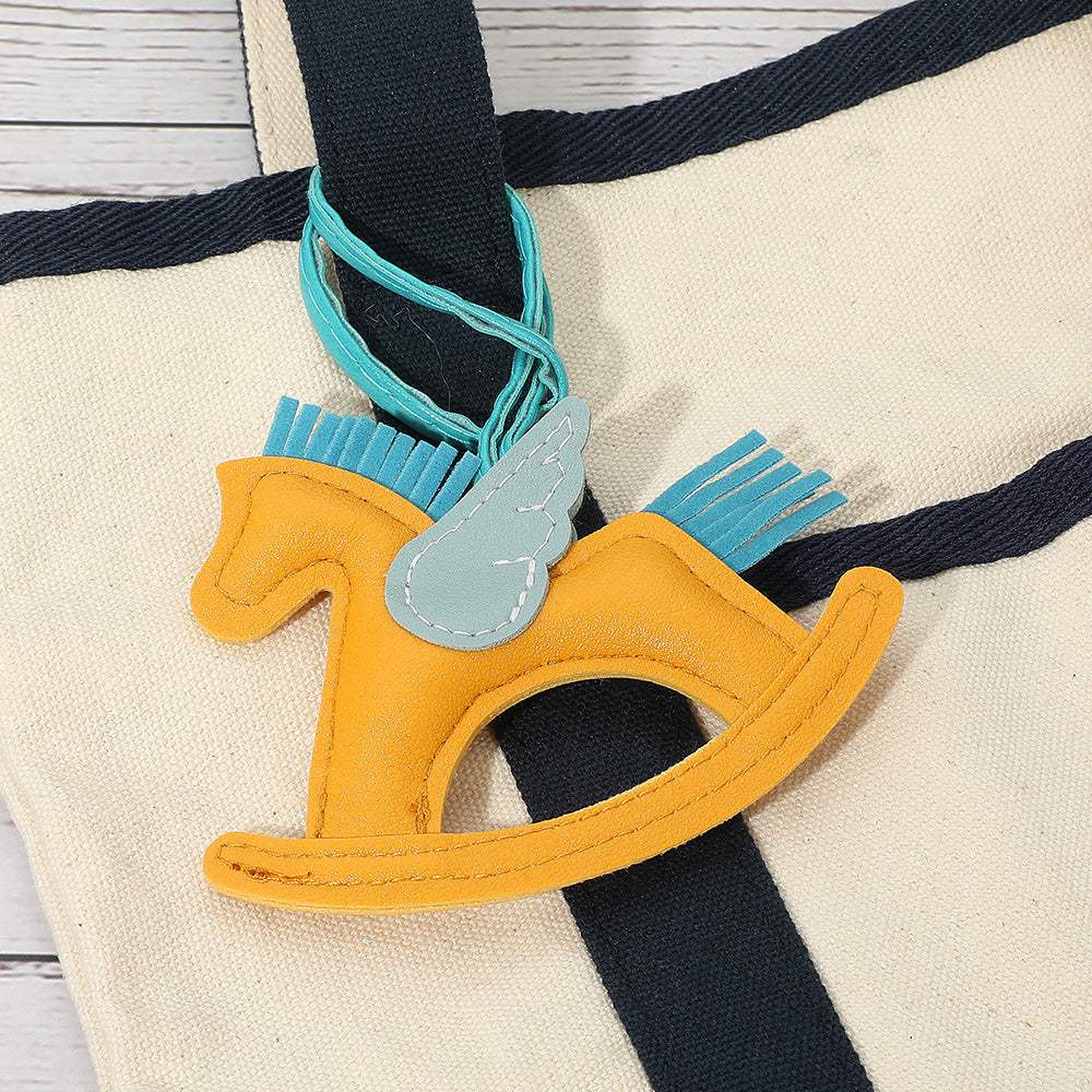 Faux Leather Winged Rocking Horse Bag Charm - Madeline Love - Flyclothing LLC