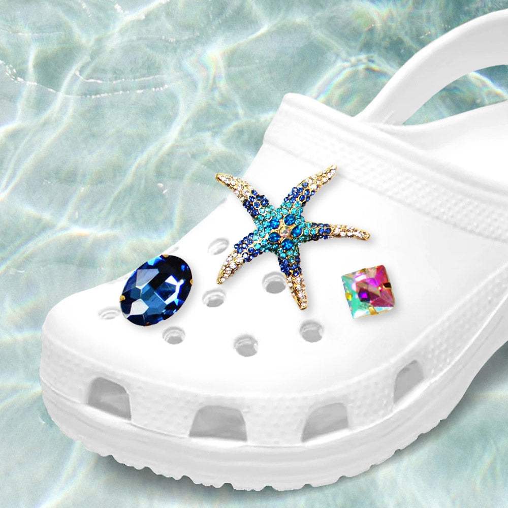 3PCS - Starfish Oval Square Stone Shoes Deco Charms - Madeline Love - Flyclothing LLC