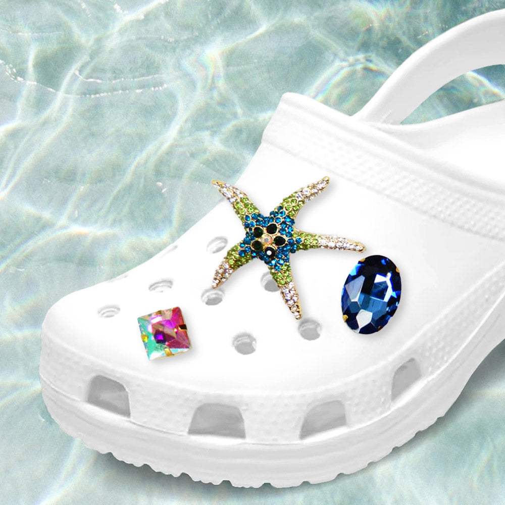 3PCS - Starfish Oval Square Stone Shoes Deco Charms - Madeline Love - Flyclothing LLC