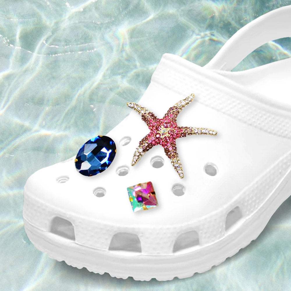 3PCS - Starfish Oval Square Stone Shoes Deco Charms - Madeline Love - Flyclothing LLC