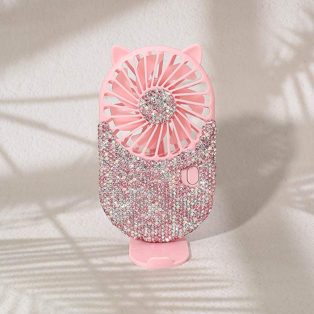 Bling Studded Cat Ear Mini Hand Held Pocket Desk Fan - Madeline Love - Flyclothing LLC