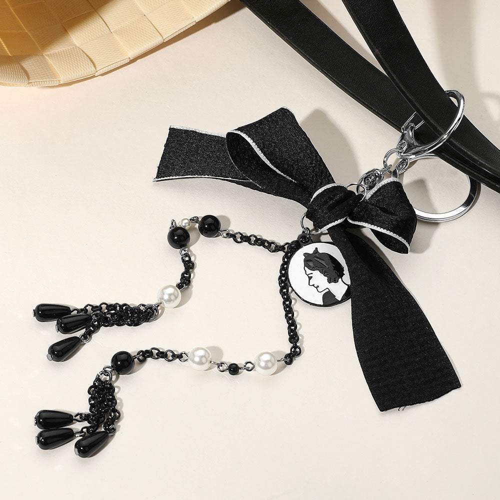SECRET BOX_Vintage Cameo Bow Pearl Chain Bag Charm / Keychain - Madeline Love - Flyclothing LLC