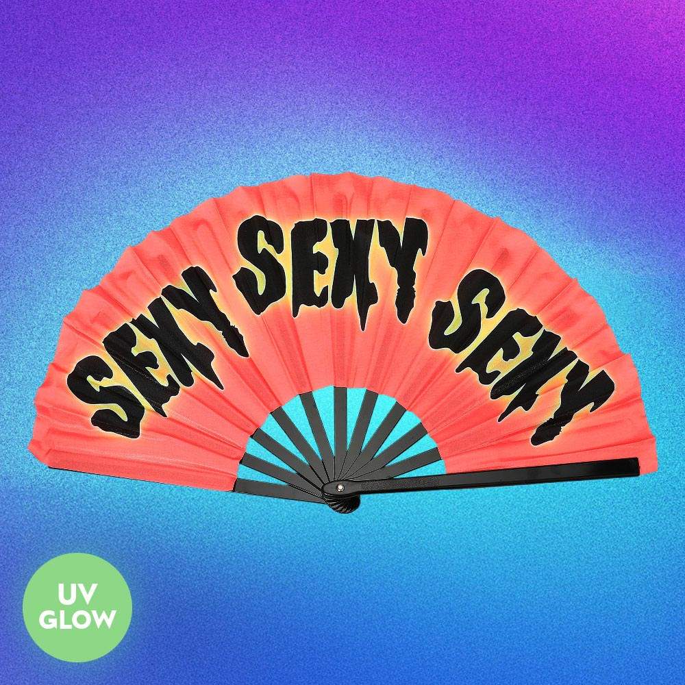 UV Glow Gradient Fluorescent SEXY Message Printed Folding Line Dance Hand Fan - Madeline Love - Flyclothing LLC
